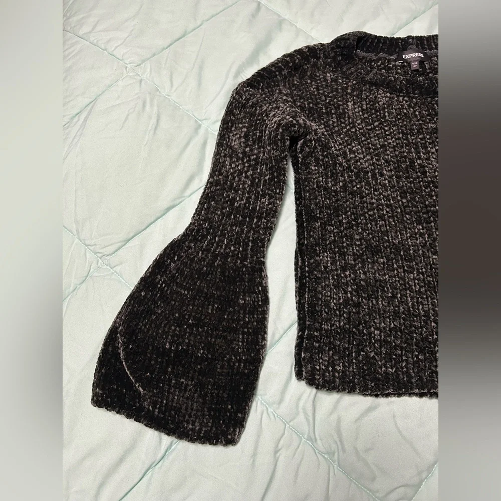 Express Size S Black Crew Neck Sweater with Bell Sleeves - Picture 10 of 14